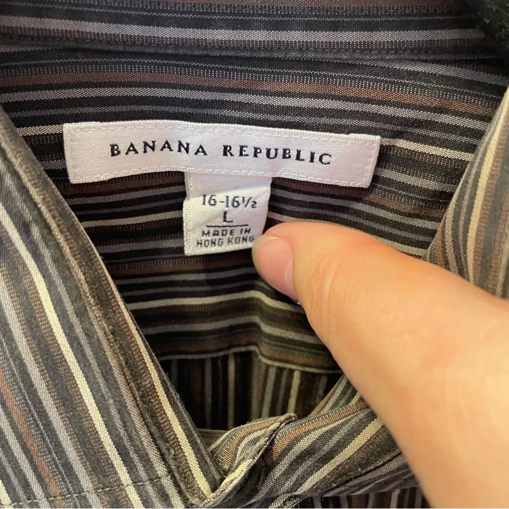 Banana Republic Striped Long Sleeve Dress Shirt Large Office Business‎ Workwear